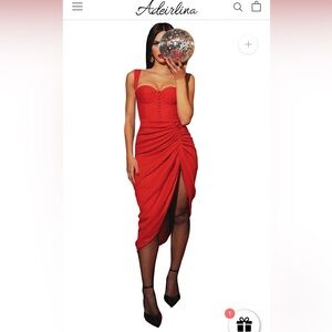 Aderlina Women's It’s Showtime Red Midi Dress Size Large NWT